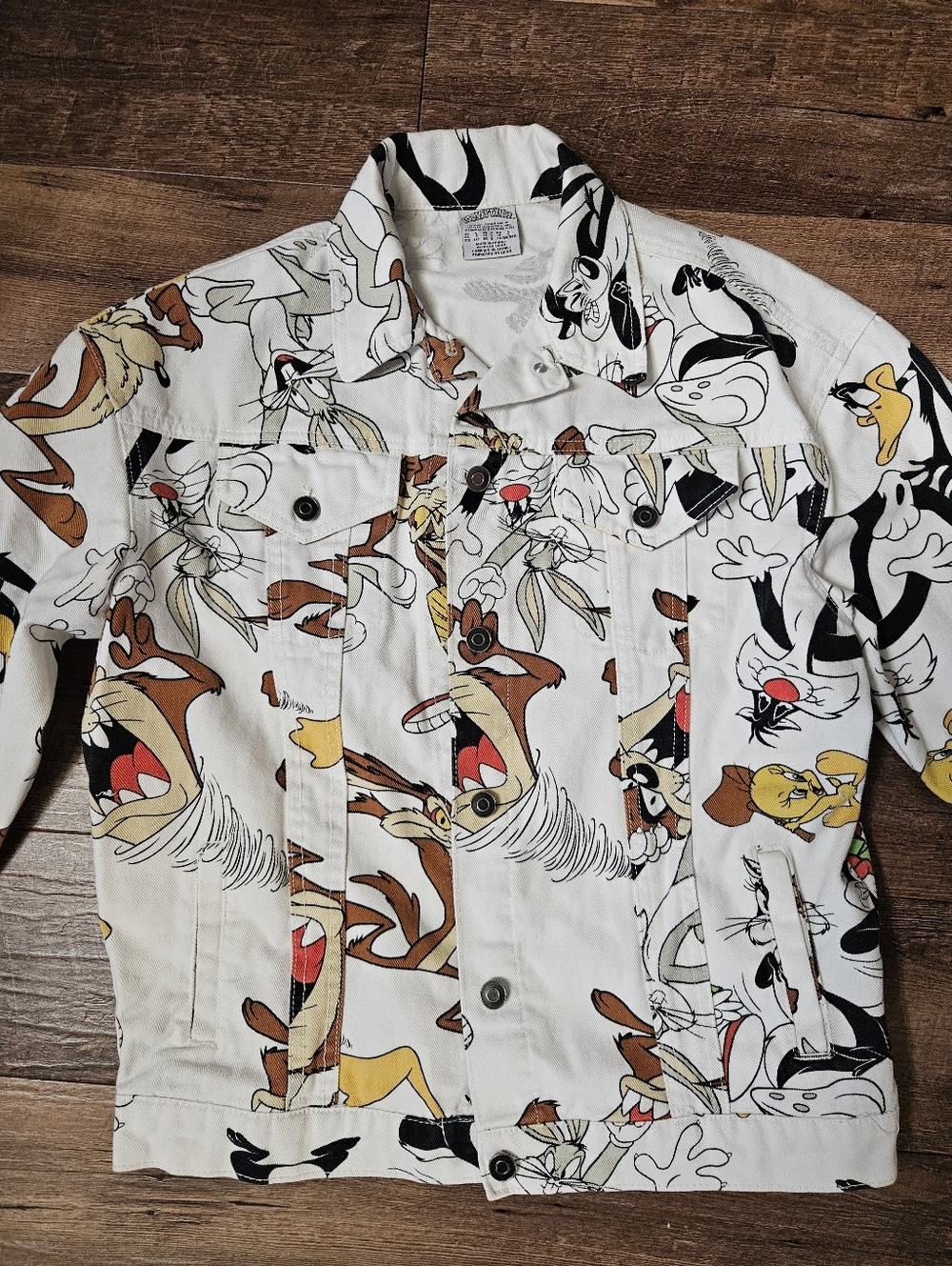 Vintage Looney Tunes All-Over Print Jacket Women’s Small Cartoon Graphic WB Rare